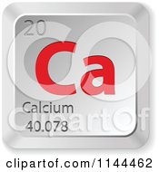 Clipart Of A 3d Red And Silver Calcium Element Keyboard Button Royalty Free Vector Illustration