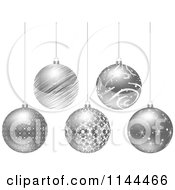 Poster, Art Print Of Suspended Silver Christmas Baubles