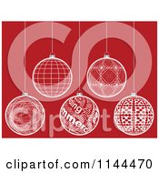Poster, Art Print Of Suspended White Christmas Baubles On Red 2