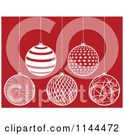 Poster, Art Print Of Suspended White Christmas Baubles On Red 4