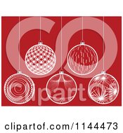 Poster, Art Print Of Suspended White Christmas Baubles On Red 5