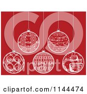 Poster, Art Print Of Suspended White Christmas Baubles On Red 6