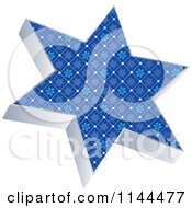 Poster, Art Print Of 3d Blue Snowflake Patterned Christmas Star