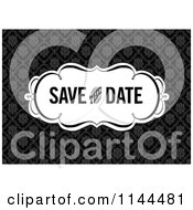 Poster, Art Print Of Retro Black And White Save The Date Wedding Damask Design