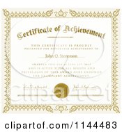 Clipart Of A Golden Certificate Of Achievement With Sample Text Royalty Free Vector Illustration by BestVector