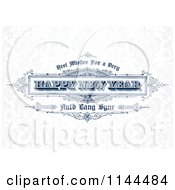 Clipart Of A Retro Happy New Year Greeting Over Faint Floral Royalty Free Vector Illustration