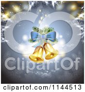 Clipart Of A Christmas Background With Snowflakes And Bells Royalty Free Vector Illustration