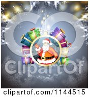 Poster, Art Print Of Santa Waving Christmas Bauble Background 6