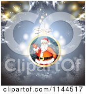 Poster, Art Print Of Santa Waving Christmas Bauble Background 1