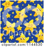 Poster, Art Print Of Seamless Cute Yellow Star And Blue Night Sky Pattern