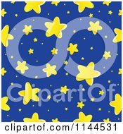 Poster, Art Print Of Seamless Yellow Star And Blue Night Sky Pattern