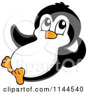 Cartoon Of A Cute Little Penguin Reclining Royalty Free Vector Clipart by visekart