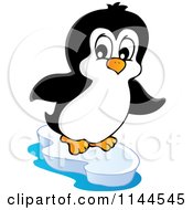 Cartoon Of A Cute Little Penguin On An Iceberg 1 Royalty Free Vector Clipart