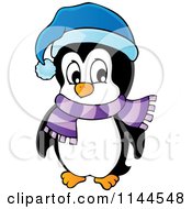 Poster, Art Print Of Cute Little Penguin Wearing A Scarf And Winter Hat 4