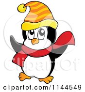 Poster, Art Print Of Cute Little Penguin Wearing A Scarf And Winter Hat 3