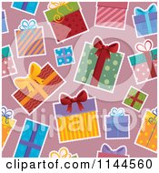 Cartoon Of A Seamless Christmas Gift Box Background Pattern 4 Royalty Free Vector Clipart