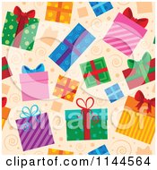 Cartoon Of A Seamless Christmas Gift Box Background Pattern 1 Royalty Free Vector Clipart
