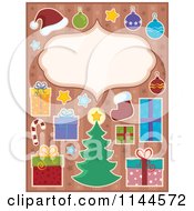 Poster, Art Print Of Christmas Frame Surrounded By Holiday Items On Starry Stripes