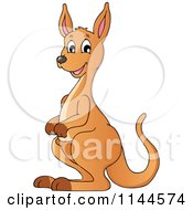 Cartoon Of A Cute Aussie Kangaroo Royalty Free Vector Clipart by visekart
