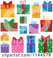Cartoon of Beautifully Wrapped Gift Boxes - Royalty Free Vector Clipart by visekart #COLLC1144578-0161