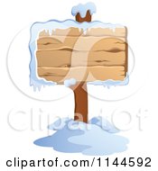 Poster, Art Print Of Wooden Winter Sign Post With Snow