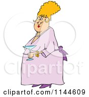 Cartoon Of A Dressed Up Woman Holding A Martini Royalty Free Vector Clipart