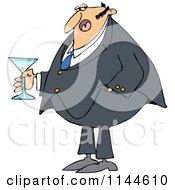 Cartoon Of A Dressed Up Man Holding A Martini Royalty Free Vector Clipart