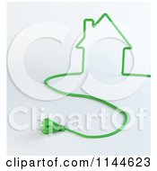 Clipart Of A 3d Green Plug Cable Forming A House Royalty Free CGI Illustration