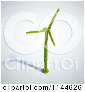 3d Green Wind Energy Windmill Made Of Leaves With A Shadow