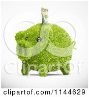 Poster, Art Print Of 3d Green Leafy Piggy Bank With A Dollar Bill