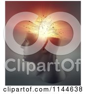 Clipart Of A 3d Eploding Head In Profile Royalty Free CGI Illustration