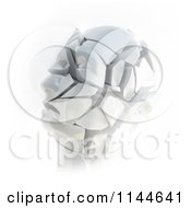 Clipart Of A 3d Shattering Stone Head Royalty Free CGI Illustration