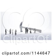 Poster, Art Print Of 3d Tiny Business Men Carrying A Giant Hammer Towards A Nail