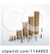Poster, Art Print Of 3d Tiny People At A Graph Of Stacked Gold Coins