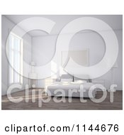 Poster, Art Print Of 3d White Simple Bedroom Interior With Daylight