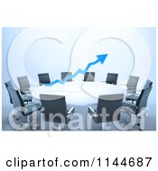 Poster, Art Print Of 3d Blue Arrow Over A Meeting Table