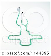 Poster, Art Print Of 3d Green Stethoscope And Cable Forming A Cross