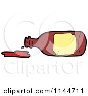 Cartoon Of A Ketchup Bottle With A Spill Royalty Free Vector Clipart by lineartestpilot