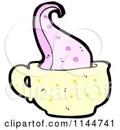 Cartoon Of A Yellow Coffee Mug With A Tentacle 3 Royalty Free Vector Clipart