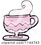 Cartoon Of A Pink Coffee Mug With Steam 1 Royalty Free Vector Clipart