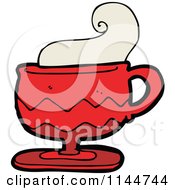Cartoon Of A Red Coffee Mug With Steam Royalty Free Vector Clipart