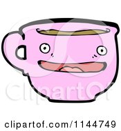 Cartoon Of A Pink Coffee Mug Mascot 2 Royalty Free Vector Clipart