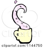 Cartoon Of A Yellow Coffee Mug With A Tentacle 1 Royalty Free Vector Clipart by lineartestpilot