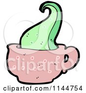 Cartoon Of A Pink Coffee Mug With A Tentacle Royalty Free Vector Clipart