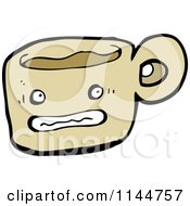 Cartoon Of A Tan Coffee Mug Mascot 2 Royalty Free Vector Clipart