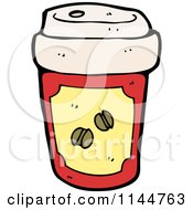 Cartoon Of A Red And Yellow To Go Coffee Cup 1 Royalty Free Vector Clipart