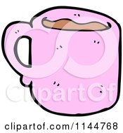 Cartoon Of A Pink Coffee Mug 1 Royalty Free Vector Clipart