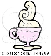 Cartoon Of A Pink Coffee Mug With Steam 2 Royalty Free Vector Clipart