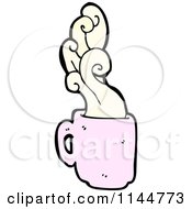 Cartoon Of A Pink Coffee Mug With Steam 3 Royalty Free Vector Clipart