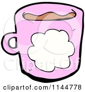 Cartoon Of A Pink Coffee Mug With A Cloud 1 Royalty Free Vector Clipart